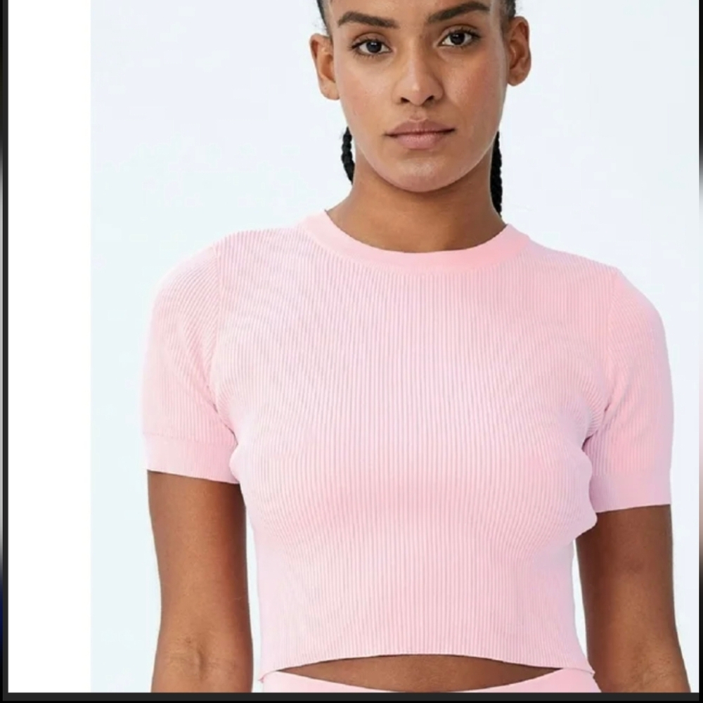 NWT Cotton ON Body Pink Ribbed Knit Crop Top